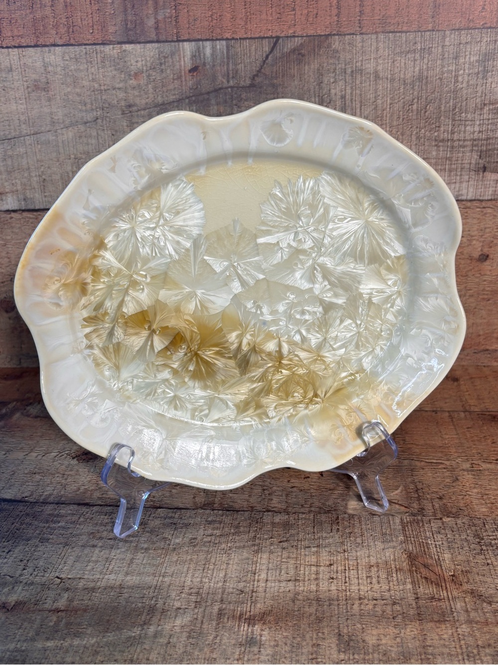 Edgecomb Potters Maine UNIQUE Crystalline Glaze Platter signed High Fired 9.5x8